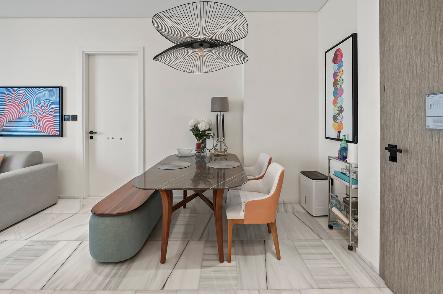 Luxury dining area interior composition