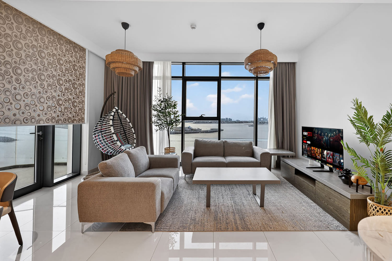 Professional real estate photography setup in a luxury Dubai apartment