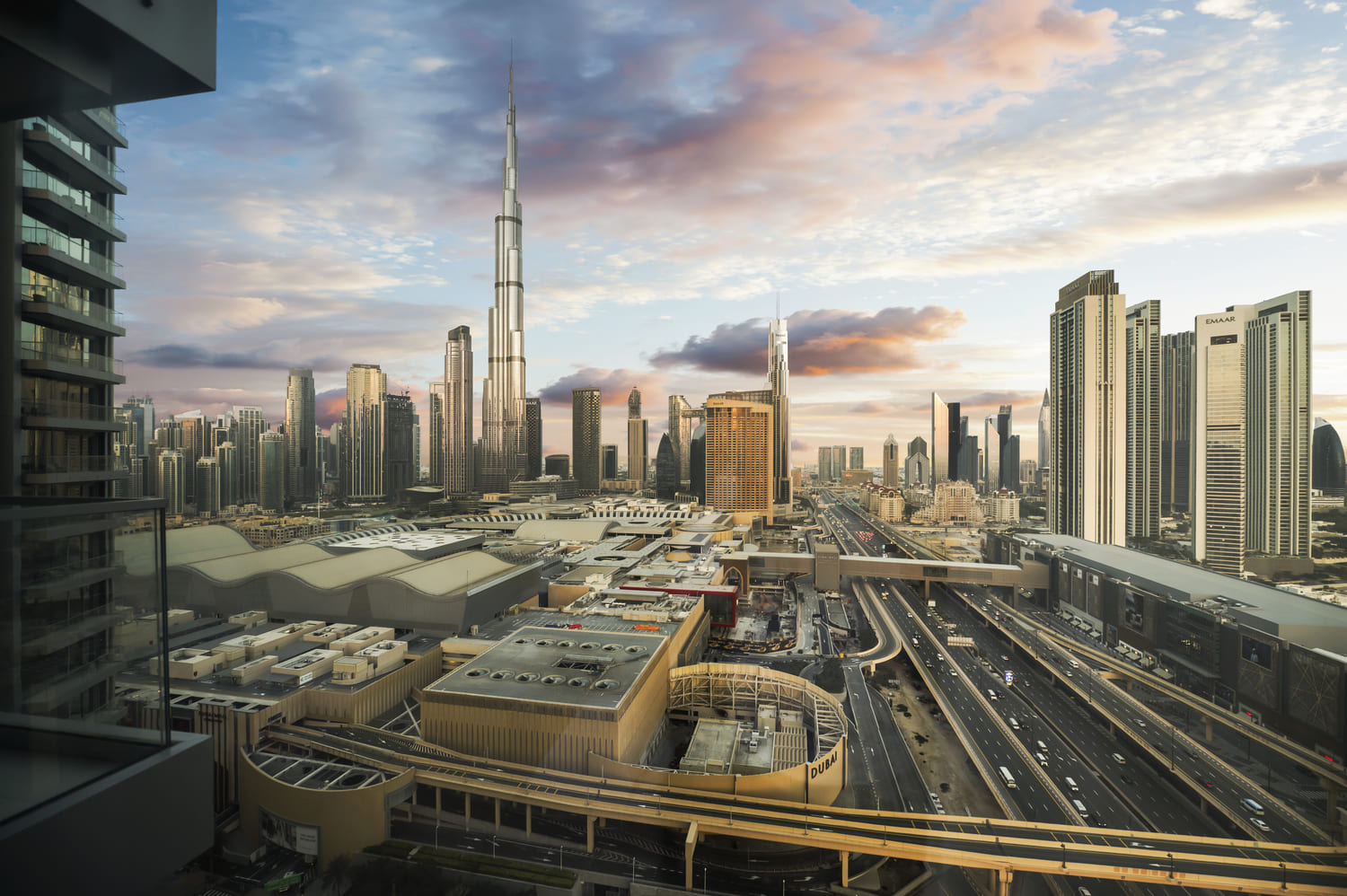 Iconic Burj Khalifa exterior architectural view captured from Vida Tower 2 Dubai Mall luxury vacation rental